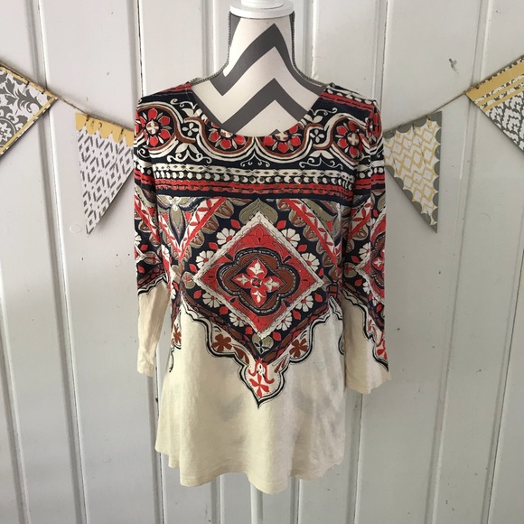 Lucky Brand Tops - Lucky Brand Studded 3/4 Length Sleeve Tee